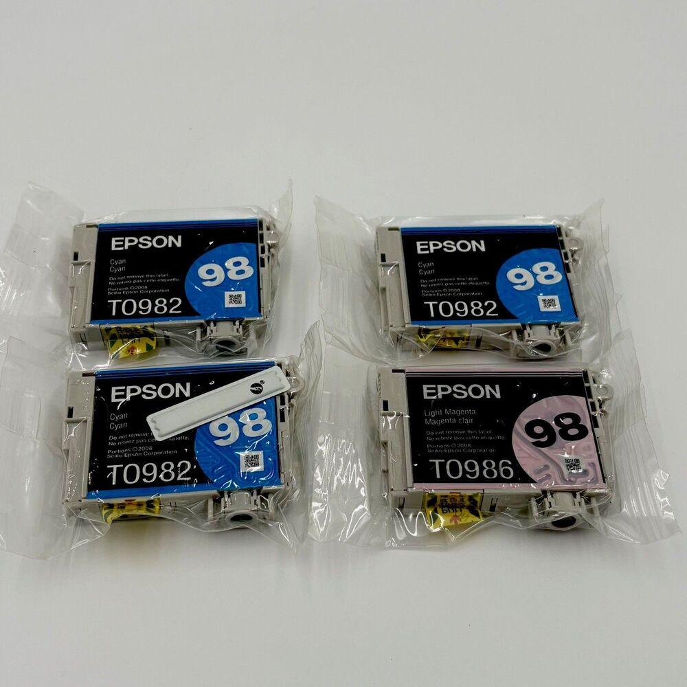 4 Genuine Epson 98 High-capacity Ink T0982 & T0986 Artisan 810/835/725/730/837